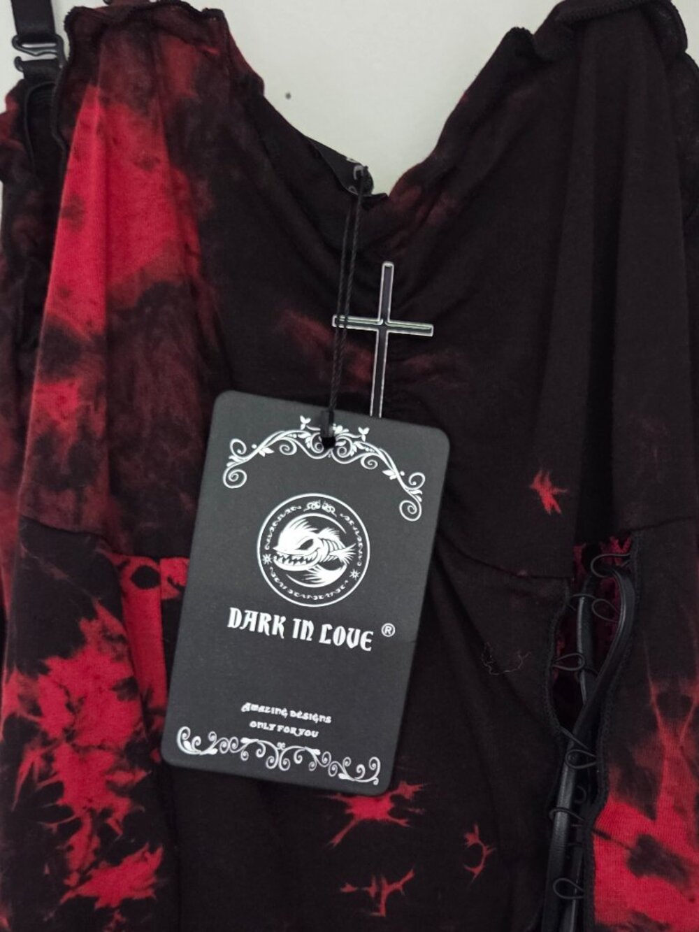Gothic Punky Red/Black Tie-Dye Distressed Dress Size M (NWT) - Picture 2 of 9